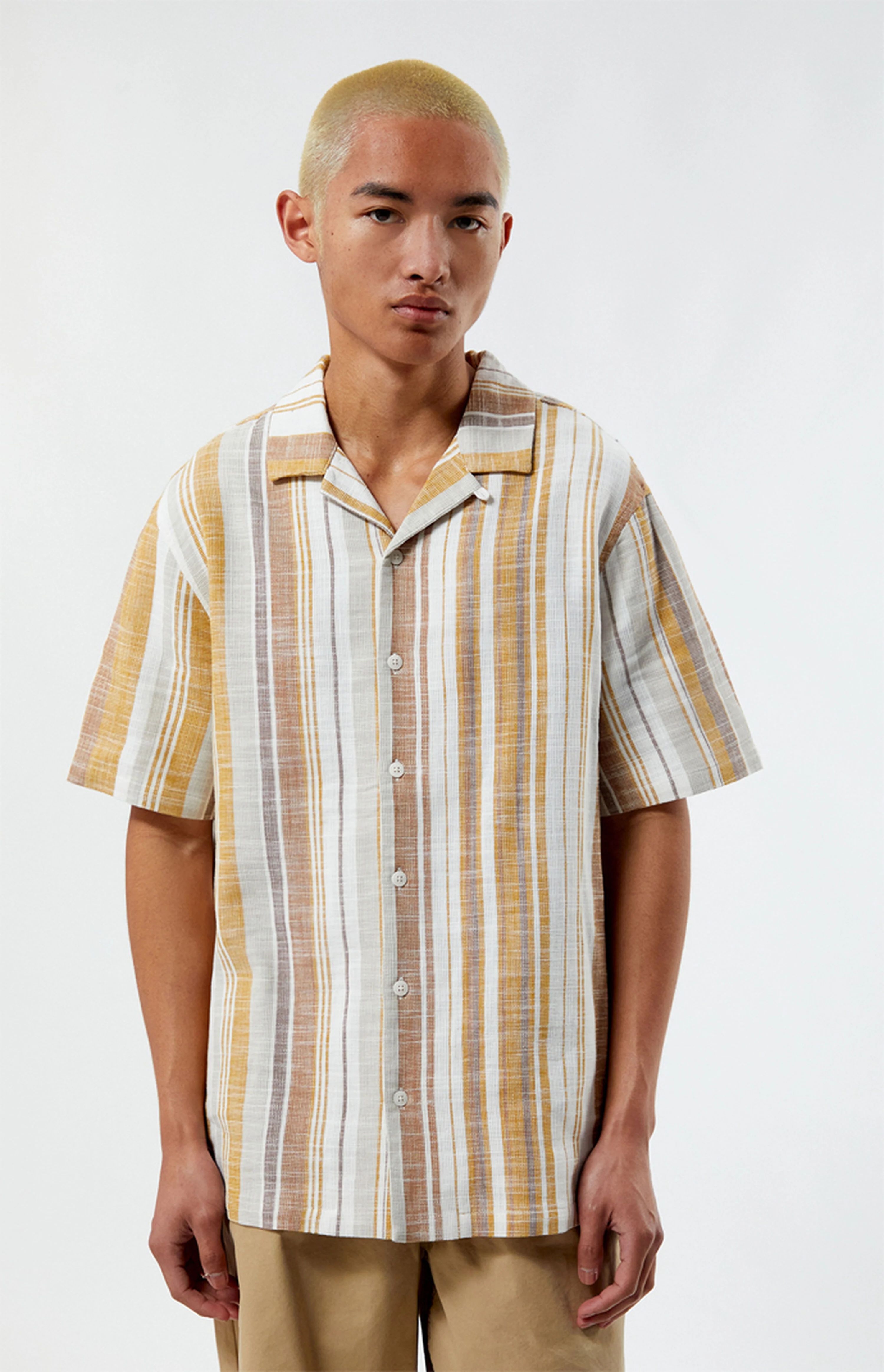 PacSun Tan Striped Camp Shirt | PacSun