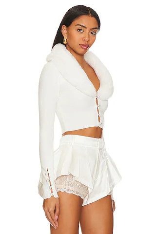 Laurel Faux Fur Shawl Cardigan in Ivory | Revolve Clothing (Global)