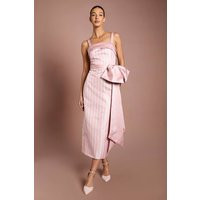 Coast Muse Striped Bow Detail Column Maxi Dress, pink | PrettyLittleThing UK