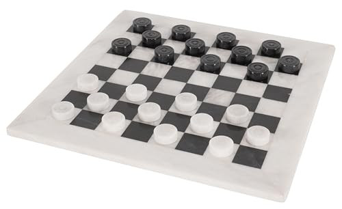 Radicaln Marble Checkers Board Game 15 Inches White and Black Handmade Tournament Checker Set - Draughts Board Games | Amazon (US)