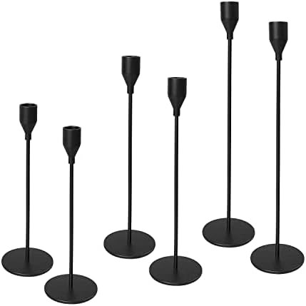 FRTIM Black Candlestick Holder Set of 6, Black Taper Candle Holder for Candlesticks, Modern Farmh... | Amazon (US)