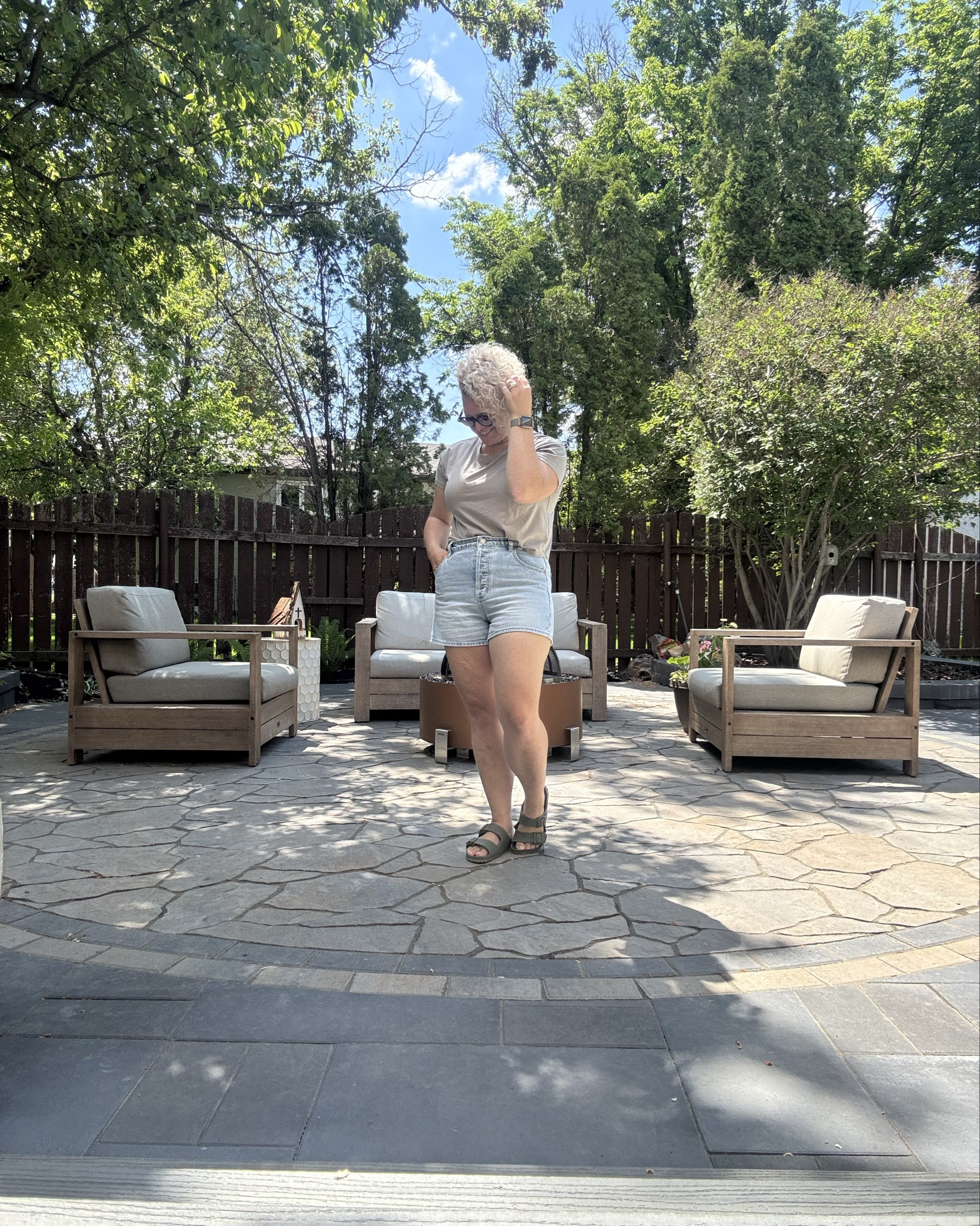 The nice weather is back and that means outdoor trying are also back! 

Wearing a size 6 in the cropped tee. Love hose flowy and light this one is. Fits oversized, I could have sized down one yet, but I love being able to front tuck my cropped shirts. Colour is Riverstone. 

Shorts are my new favorite brand. Also have a short jumpsuit on this brand that fits like a glove. I’m wearing my normal size. Has a button fly with no stretch. Love the hemmed edge on these which is on trend this season. 

Sandals are my all time favourite to use outside in our backyard or anytime, are completely waterproof, and COMFORTABLE! 

Ltkmoms, momfit, ltk30

#LTKstyletip #LTKspring #LTKsummer