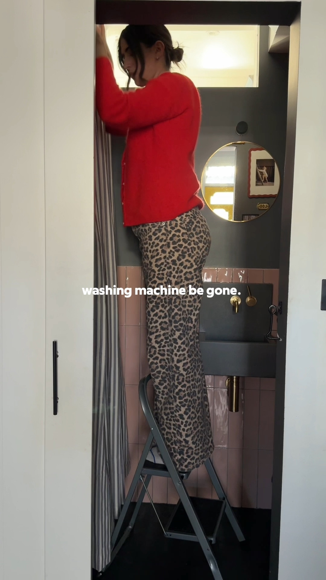 DIY tension rod utility curtain 