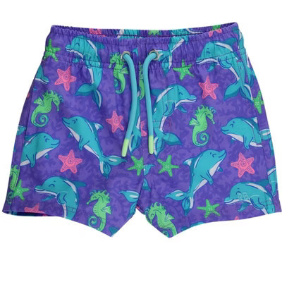 RuggedButts Boys UPF50+ Sun Protected Neon Stretch Swim Trunks - Neon Fin Friends, 5 | Target
