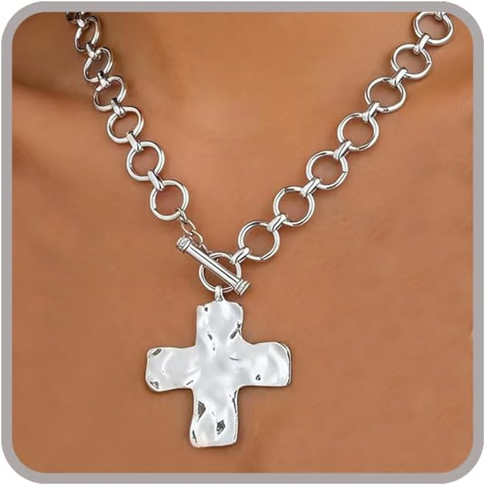 Chunky Cross Necklace for Women Statement Necklace Big Cross Pendant Necklace Chunky Necklaces fo... | Amazon (US)
