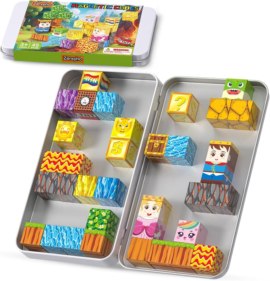 Magnetic Blocks, Mini Magnetic Blocks Building Toys with Travel Case 45PCS, STEM Educational Cons... | Amazon (US)