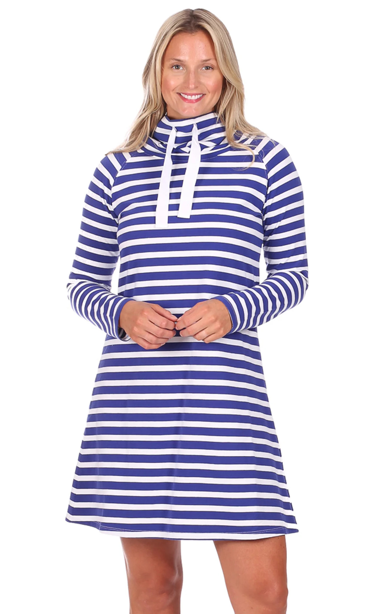 Emmerson Dress in Bright Blue Stripe | Duffield Lane