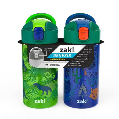 18oz 2pk Plastic Valiant Kids Water Bottle Set - Zak Designs | Target