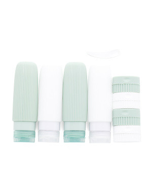 8pc Ribbed Silicone Bottle And Cream Jar Travel Set | Travel Accessories | Marshalls | Marshalls