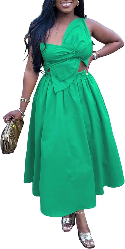 Midi Dresses for Women Casual Summer Sundresses Vacation Outfits Spaghetti Strap Smocked Women Ma... | Amazon (US)