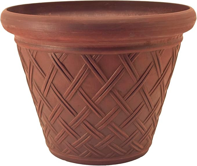 PSW MB46TC Basket Weave Planter, 18 by 14-Inch, Terra Cotta | Amazon (US)