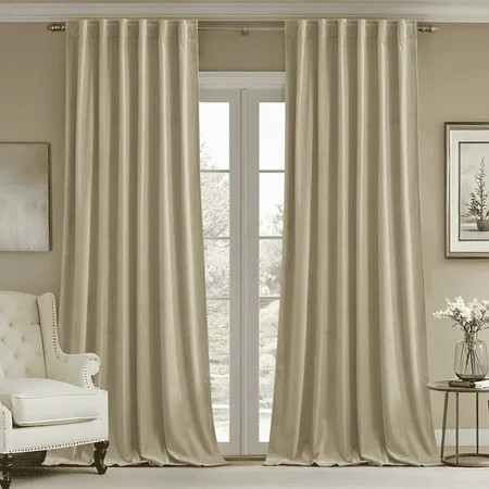 NICETOWN Blackout Velvet Curtains 84 inches, Soft Thick Velvet Blackout Drapes, Back Tab Design Thermal Insulated Window Drapes for Living Room, Beige, 52"x84", 2 Panels | Walmart (US)
