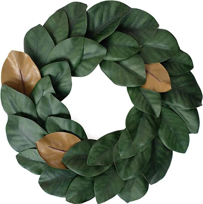 Idyllic Flora Wreath, Artificial Magnolia Leaf Grapevine Wreath, 17 Inches for Wedding Wall Decor... | Amazon (US)