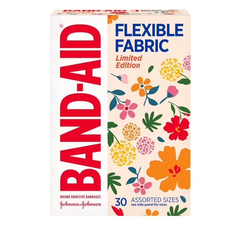 Band-Aid Brand Flexible Fabric Bandages, Wildflower, Assorted, 30 Count | Walmart (US)
