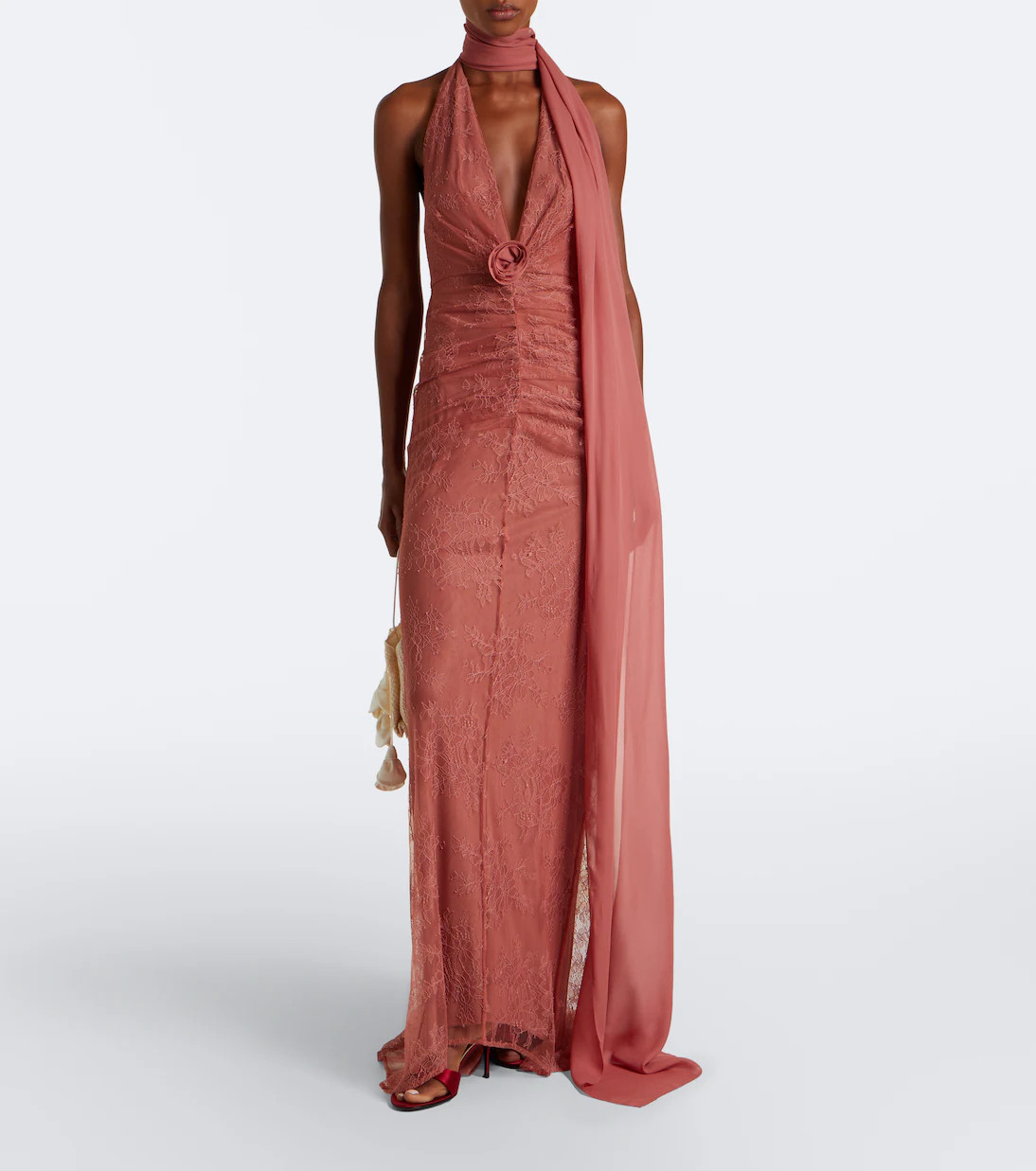 Amora ruched scarf-detail lace maxi dress | Mytheresa (US/CA)