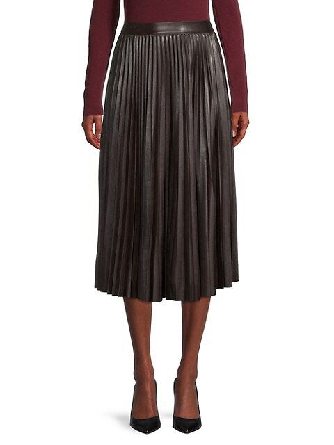 BCBGMAXAZRIA Pleated Faux Leather Skirt on SALE | Saks OFF 5TH | Saks Fifth Avenue OFF 5TH