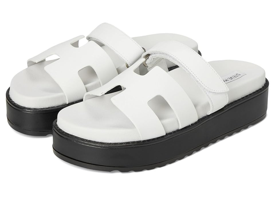 Steve Madden Bigmayven Women's Dress Sandals White Leather : 5.5 M, Leather/Rubber | Zappos