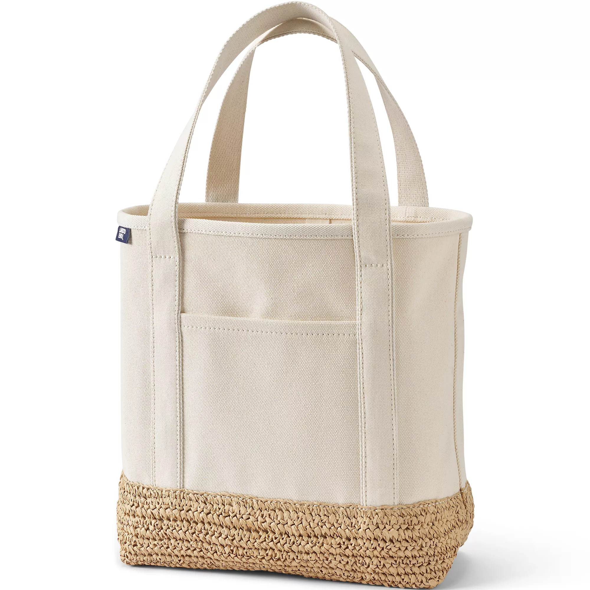 Medium Raffia Open Top Canvas Tote Bag | Lands' End (US)