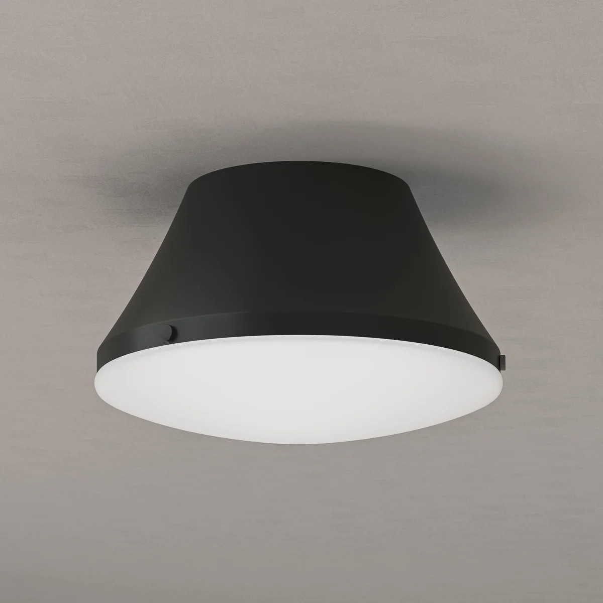 Avra Medium 2-Light Matte Black Flush Mount with Etched White Glass Shade | Wayfair North America