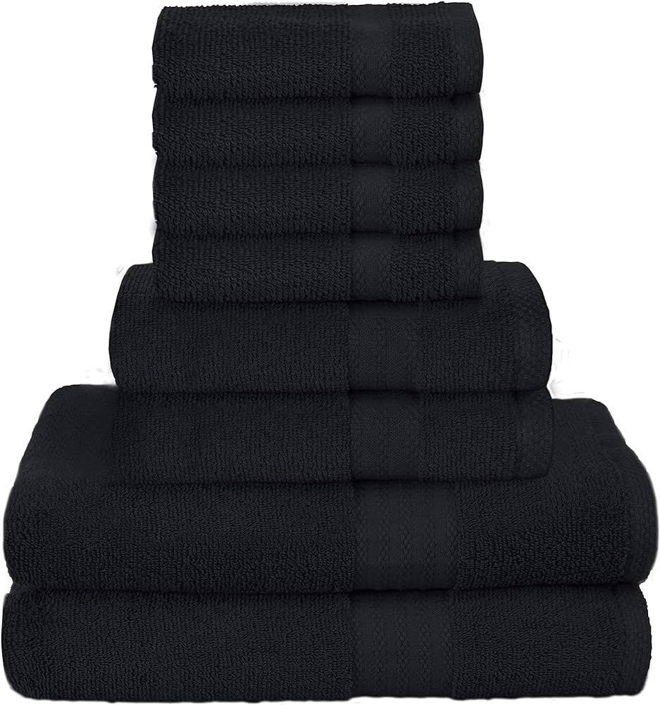 GLAMBURG Ultra Soft 8-Piece Towel Set - 100% Pure Ringspun Cotton, Contains 2 Oversized Bath Towe... | Amazon (US)