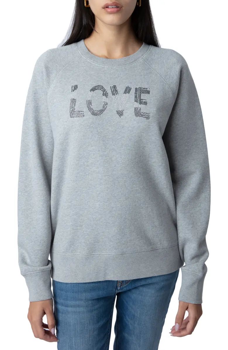 Zadig & Voltaire Love Embellished Cotton Sweatshirt | Nordstrom | Nordstrom