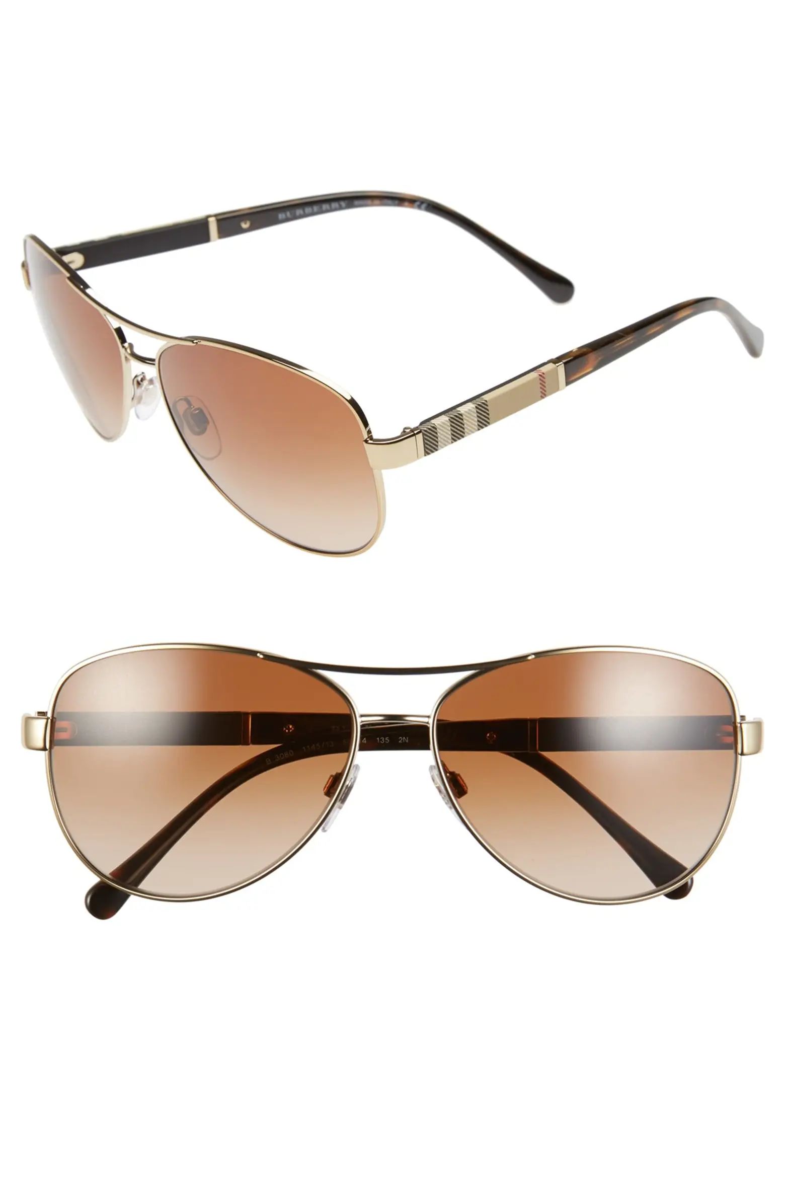 Burberry 59mm Aviator Sunglasses | Nordstrom | Nordstrom