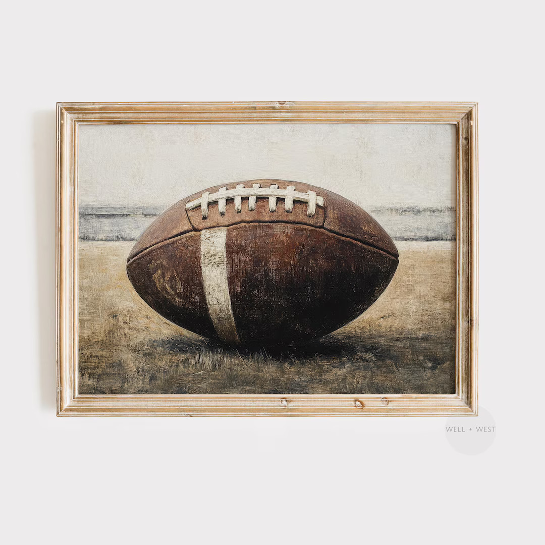 Football Print | Rustic Football Oil Painting | Vintage Aesthetic Sports Printable Art | Antique ... | Etsy (US)