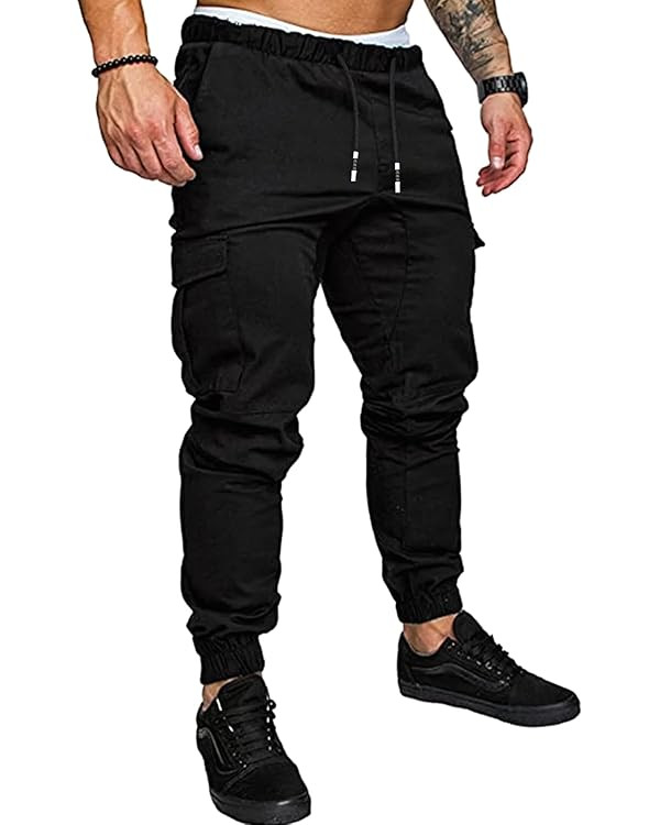 Mens Fashion Joggers Sports Pants - Cotton Cargo Pants Sweatpants Trousers Mens Long Pants | Amazon (US)