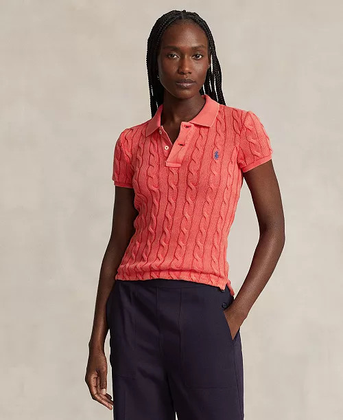 Polo Ralph LaurenWomen's Cable-Knit Polo Shirt | Macy's