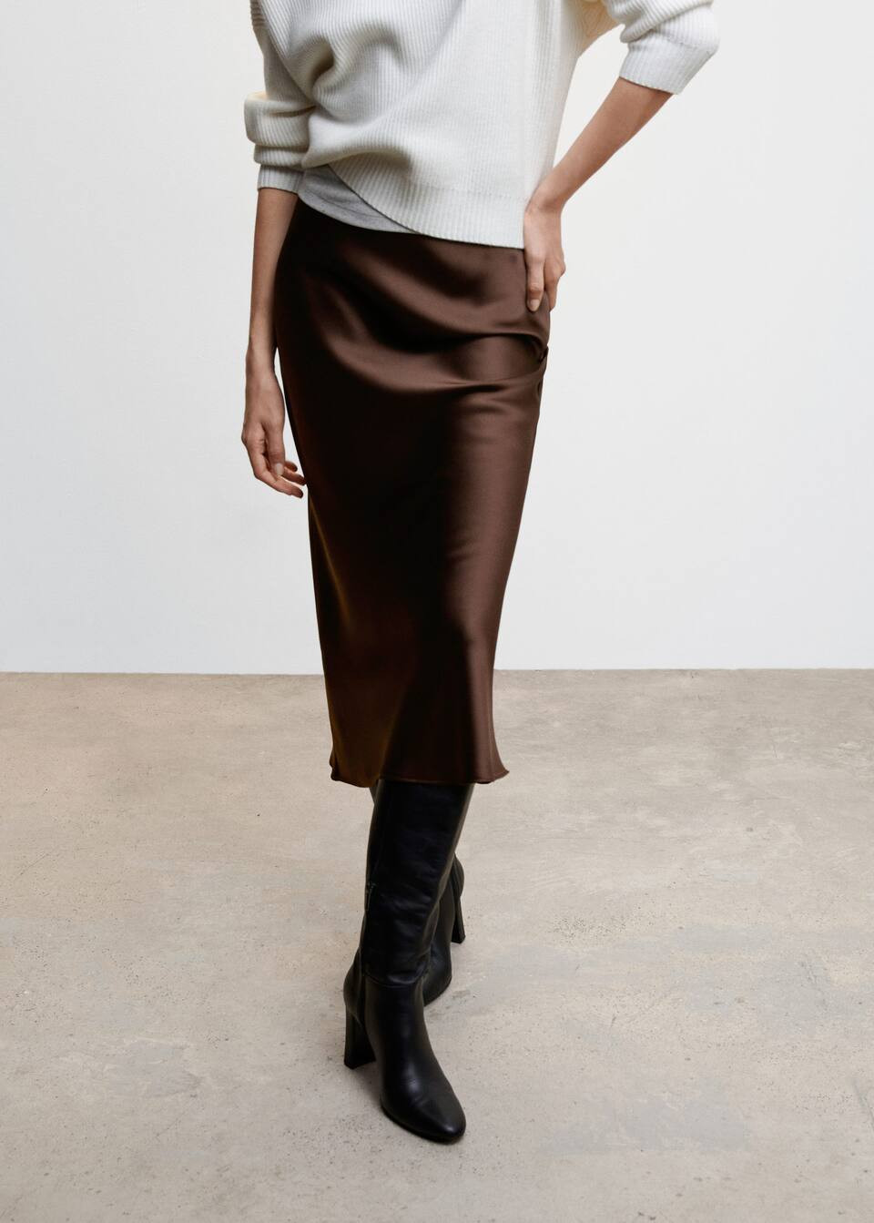 Satin Midi Skirt | MANGO (UK)