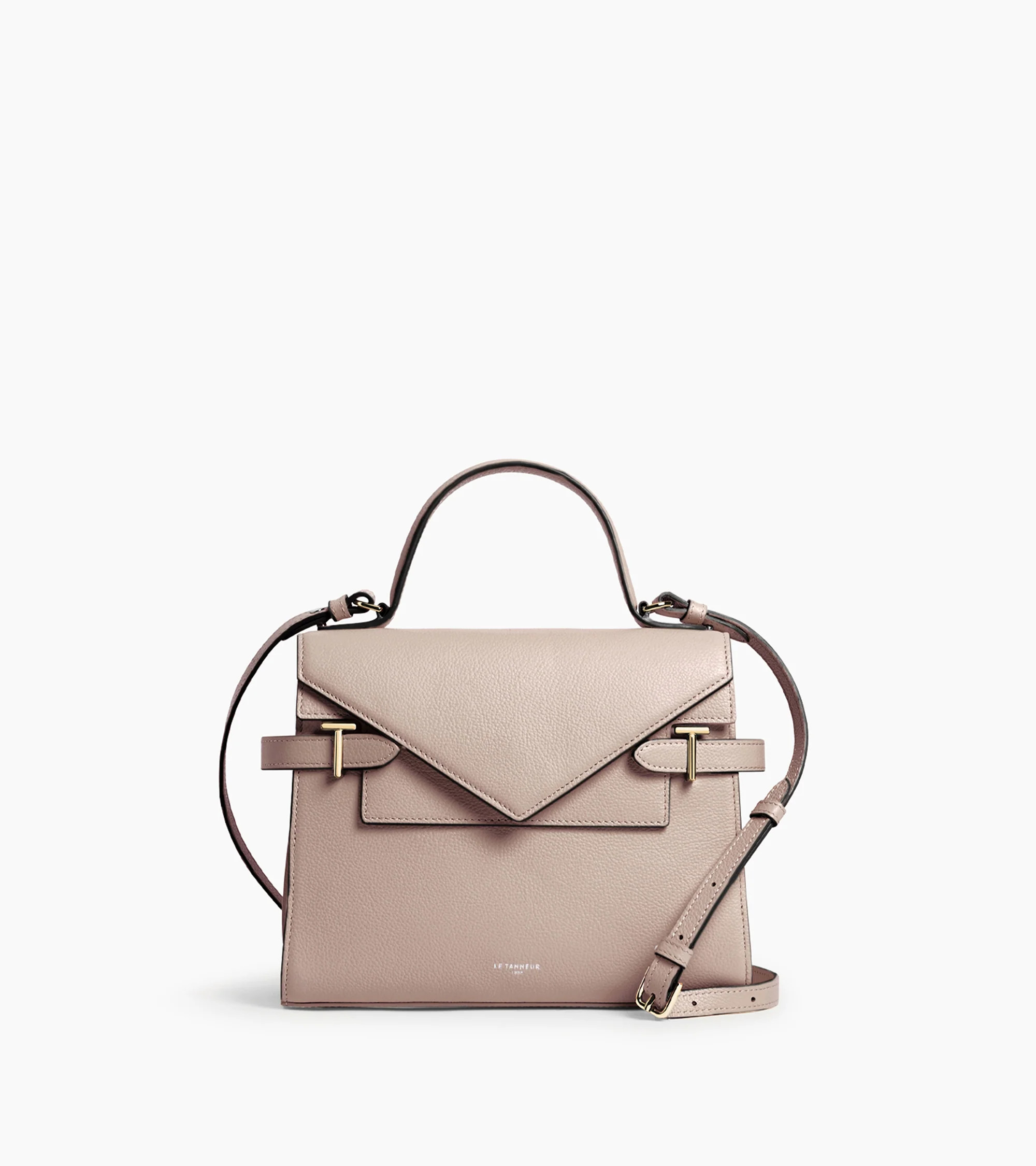 Emilie
         medium handbag with double flap in grained leather | Le Tanneur