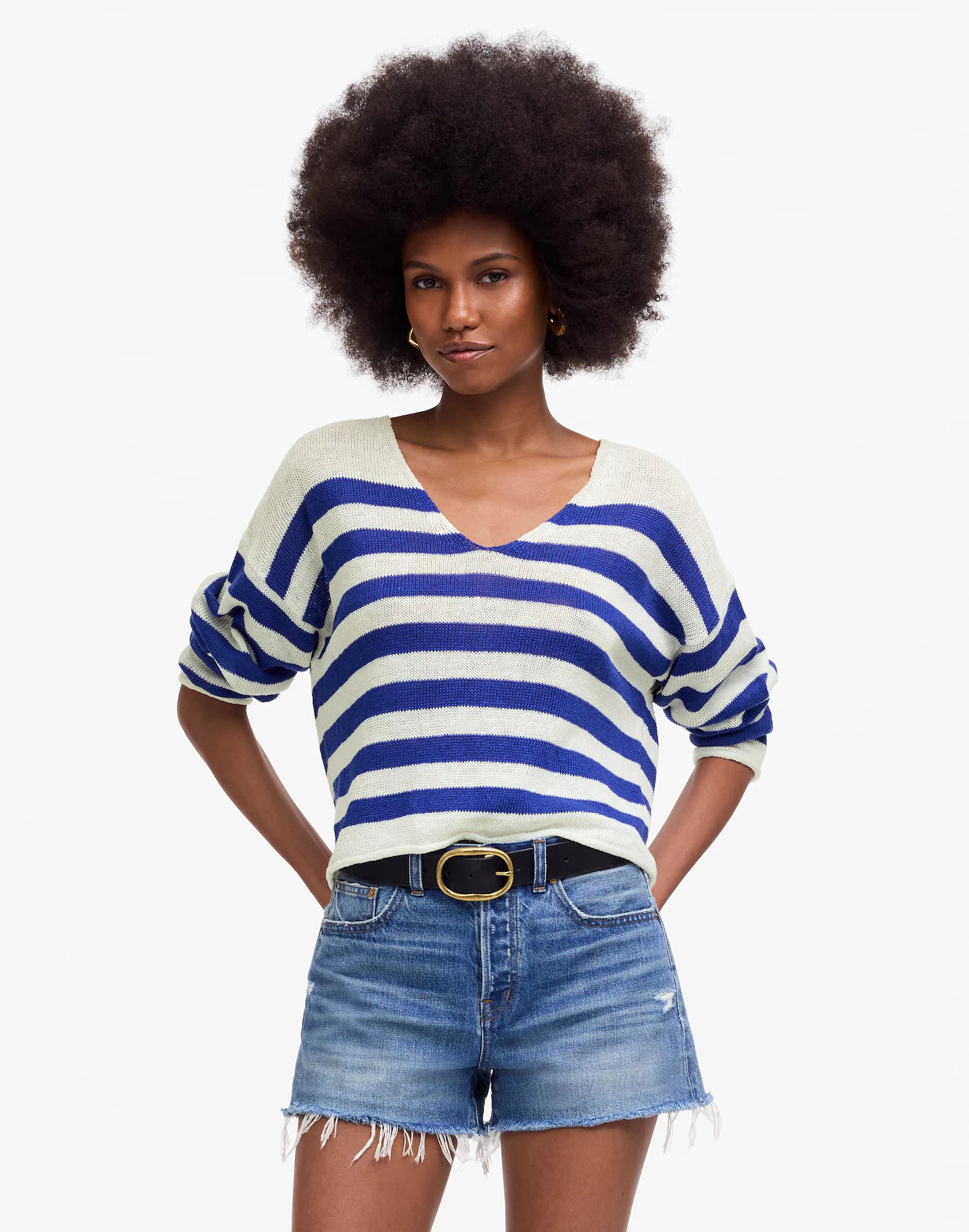 Linen V-Neck Sweater | Madewell | Madewell