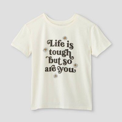 Women's Life is Tough Short Sleeve Graphic T-Shirt (Juniors') - Ivory | Target