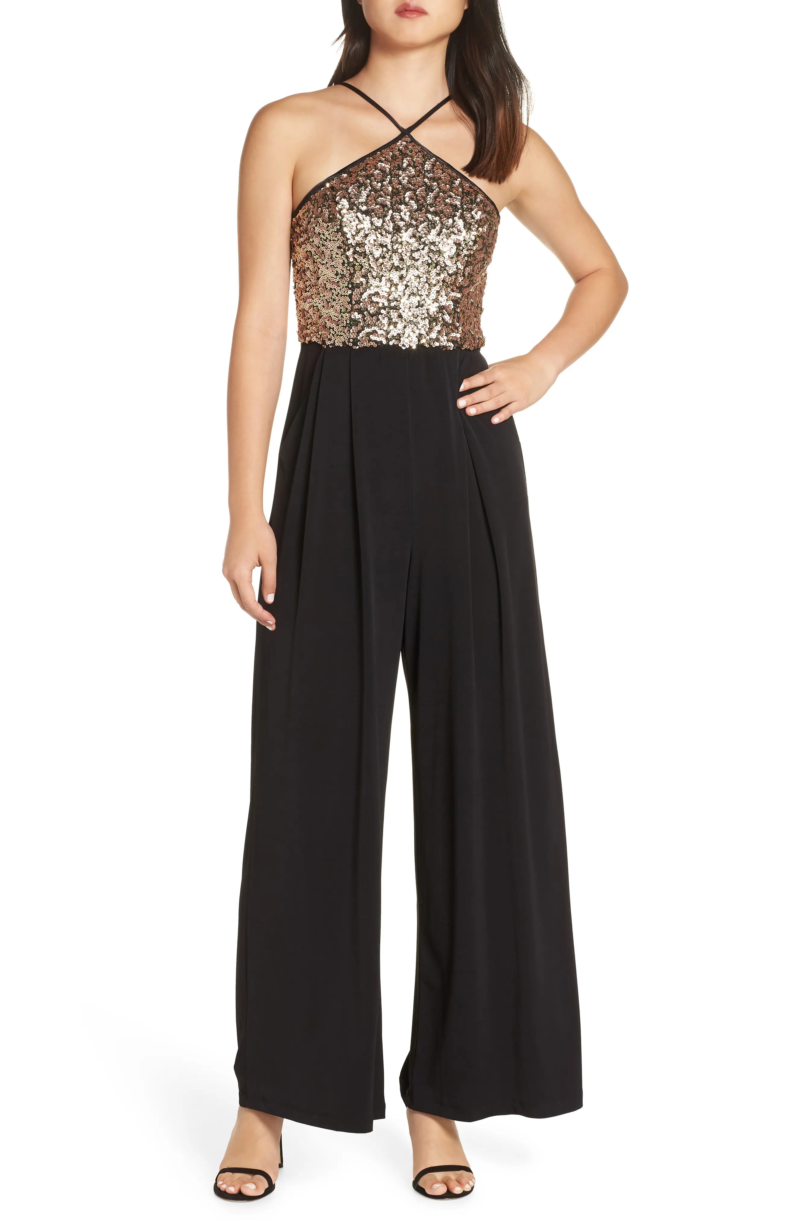 Sequin Hearts Halter Neck Jumpsuit | Nordstrom