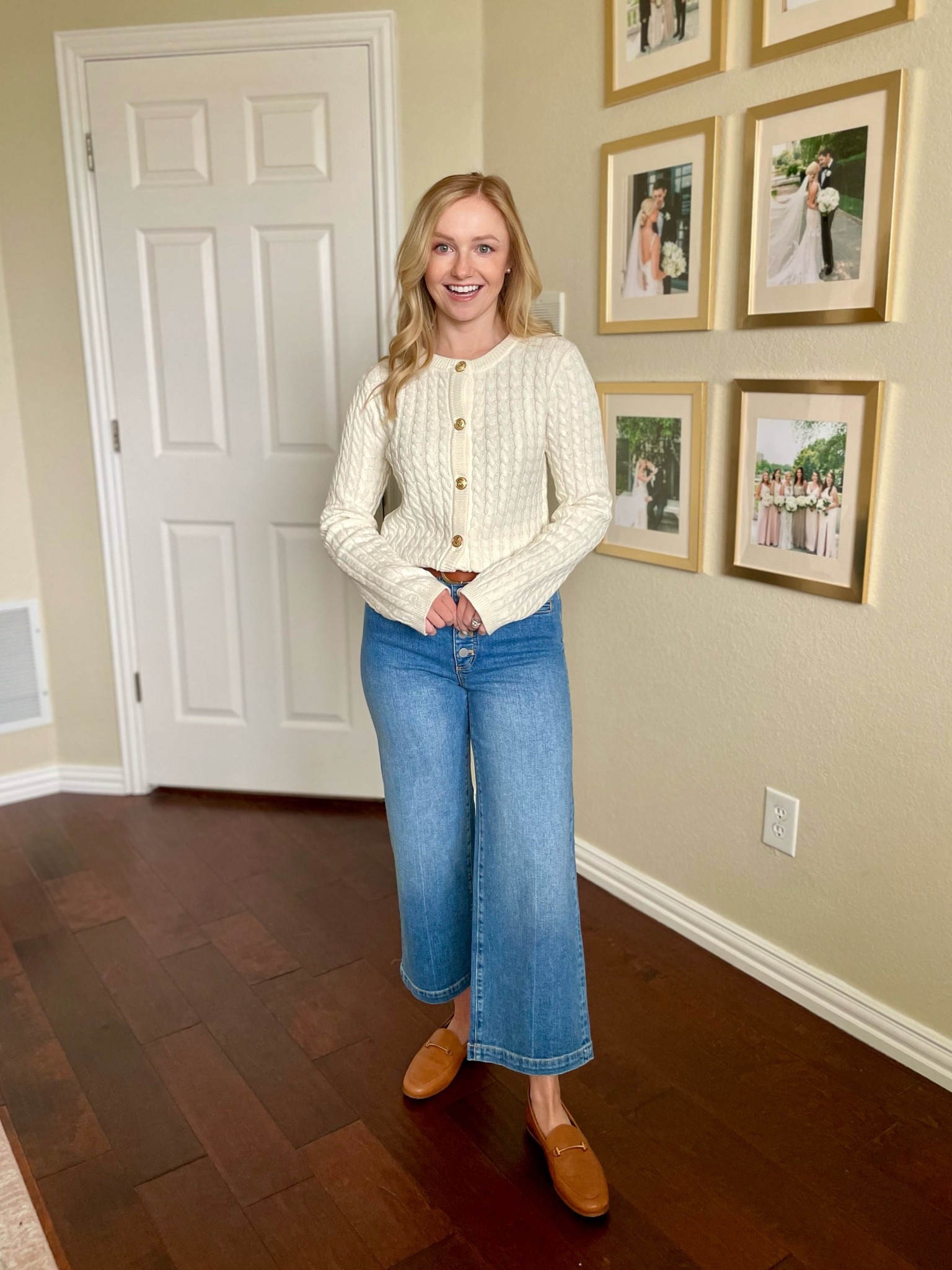 Wearing a S in cardigan and 2P in jeans | cable knit, cardigan, winter outfit, cropped jeans, cropped flare jeans 

#LTKFindsUnder50 #LTKStyleTip #LTKSeasonal