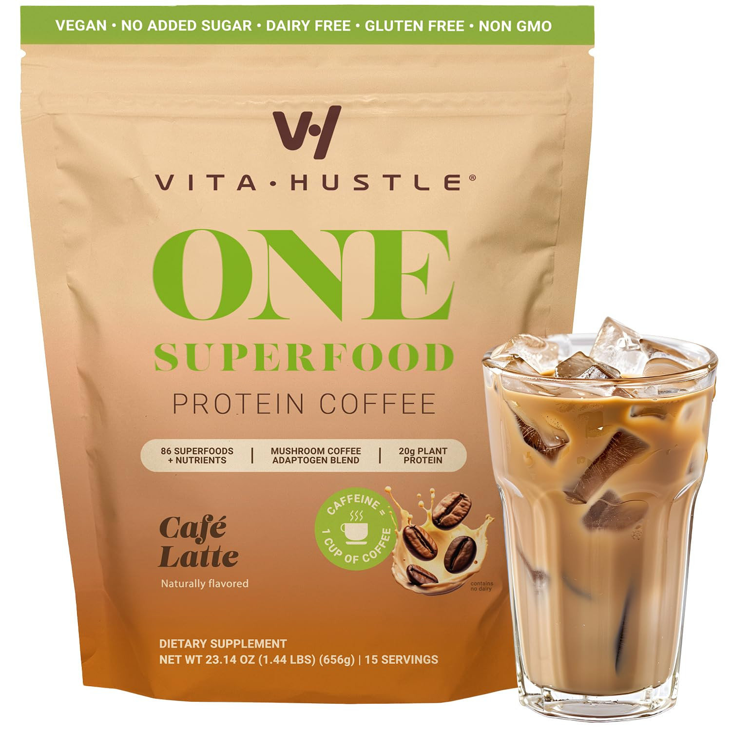 VitaHustle ONE Protein Coffee - Superfood Meal Replacement Powder, Plant Based Protein Shake Powd... | Amazon (US)