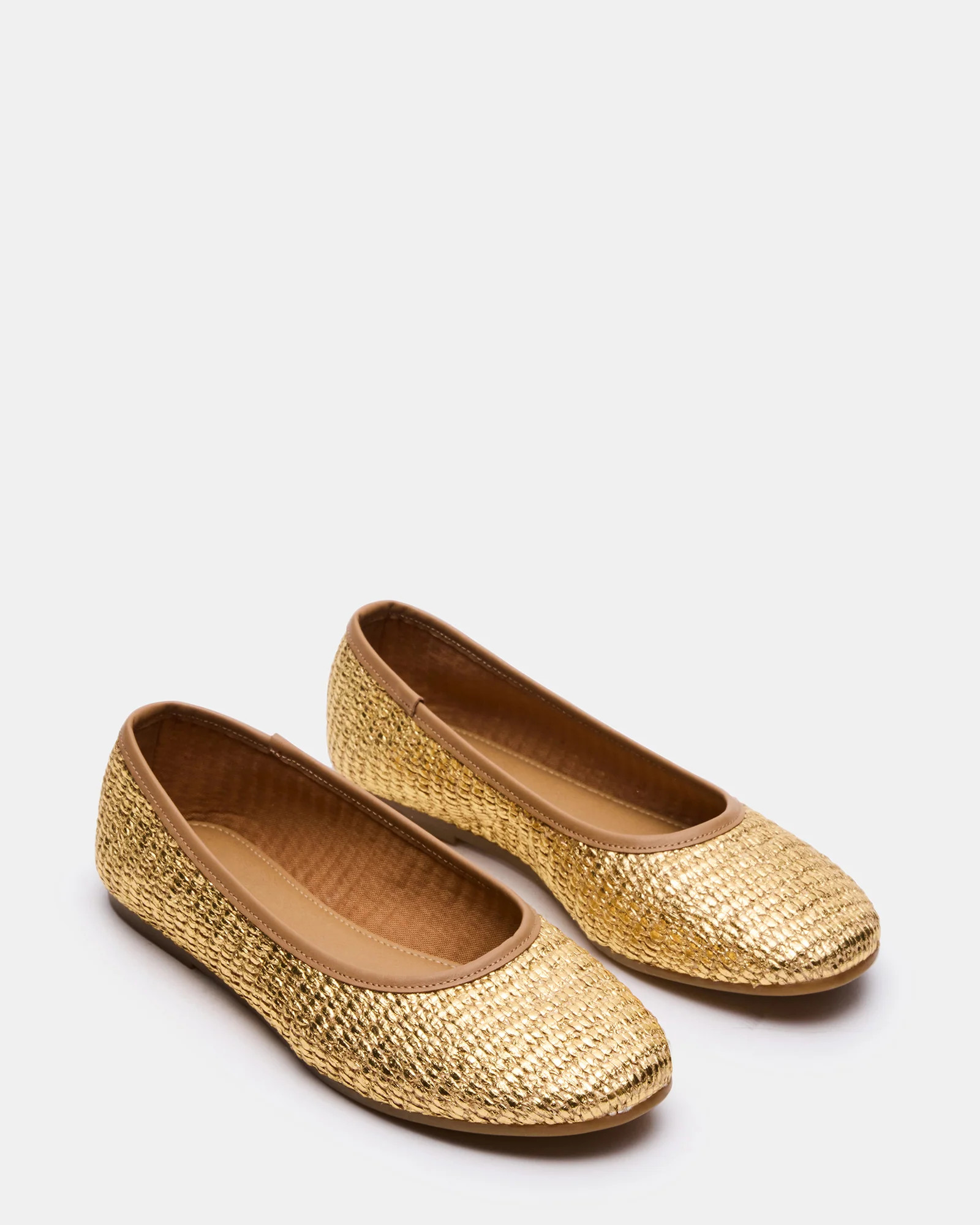 MERLOT Gold Raffia Ballet Women's Flat | Steve Madden (US)
