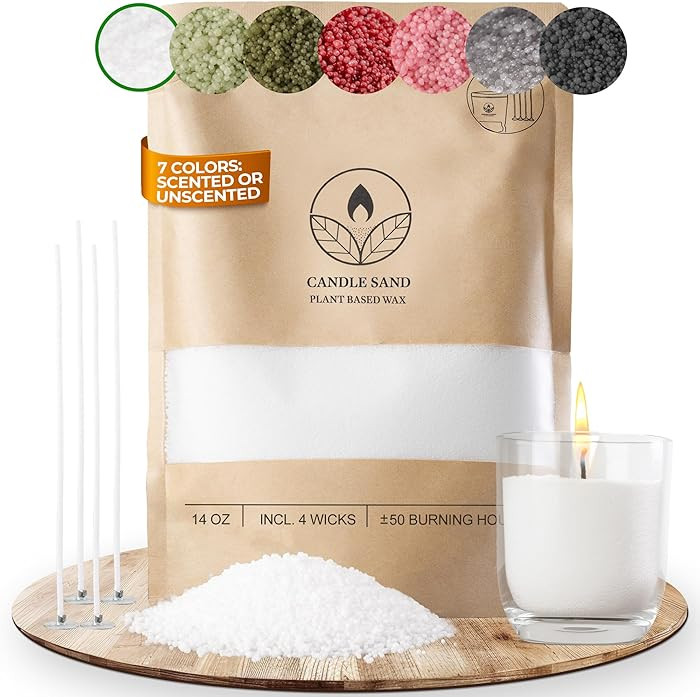 Unscented Candle Sand with Wicks, Pearled Candle, Wax Granules, 14oz Sand Wax Granules + 4 Wicks ... | Amazon (US)