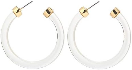 LEGITTA Transparent Color Lucite Resin Hoop Earrings Acetate Statement Drop Earrings | Amazon (US)