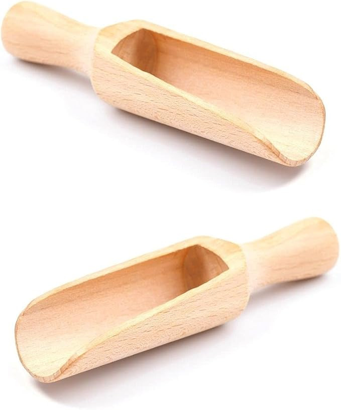 Mr.Woodware 2 Pcs Wooden Scoops - 6 Inch Natural Beech Wood Measuring Mini Scoop Set for Coffee, ... | Amazon (US)
