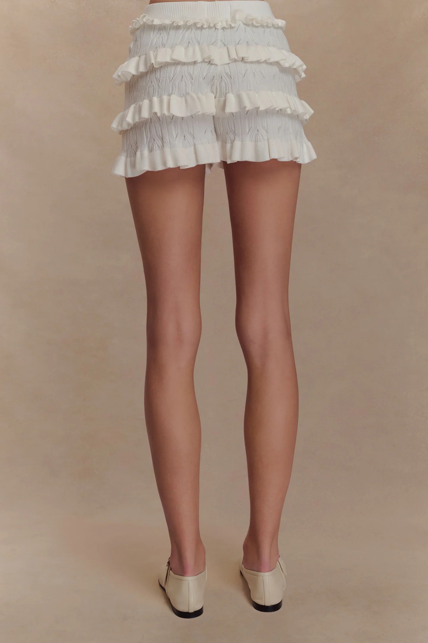 Pointelle Knit Frill Bloomers - Ivory | MESHKI US
