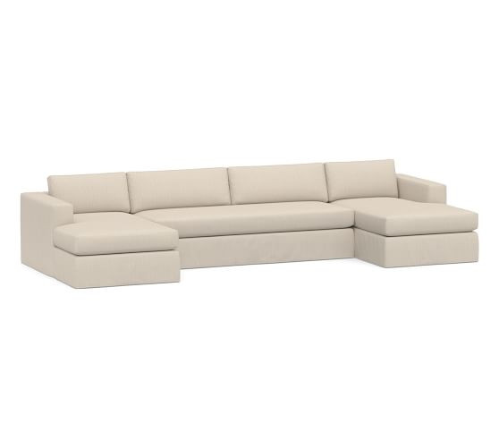 Carmel Wide Arm Slipcovered Double Chaise Sectional (144"–176") | Pottery Barn (US)