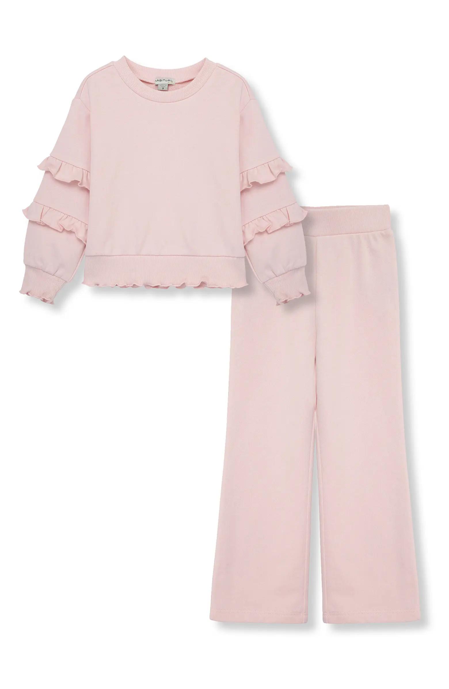 Kids' Ruffle Sweatshirt French Terry & Sweatpants Set | Nordstrom