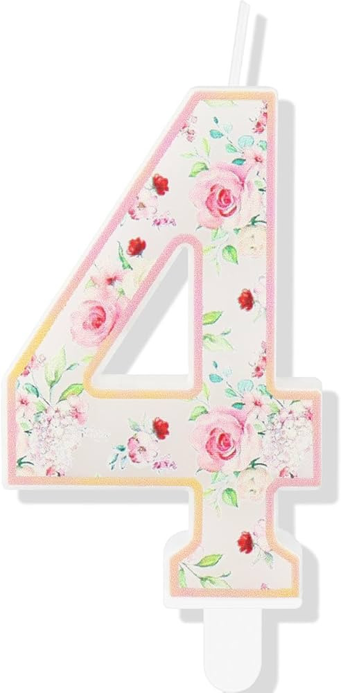 Pink Birthday Cake 4th Candle,Pink Bouquet Cake Candle,Birthday Candle,Number 4 Candle,Pink Birth... | Amazon (US)