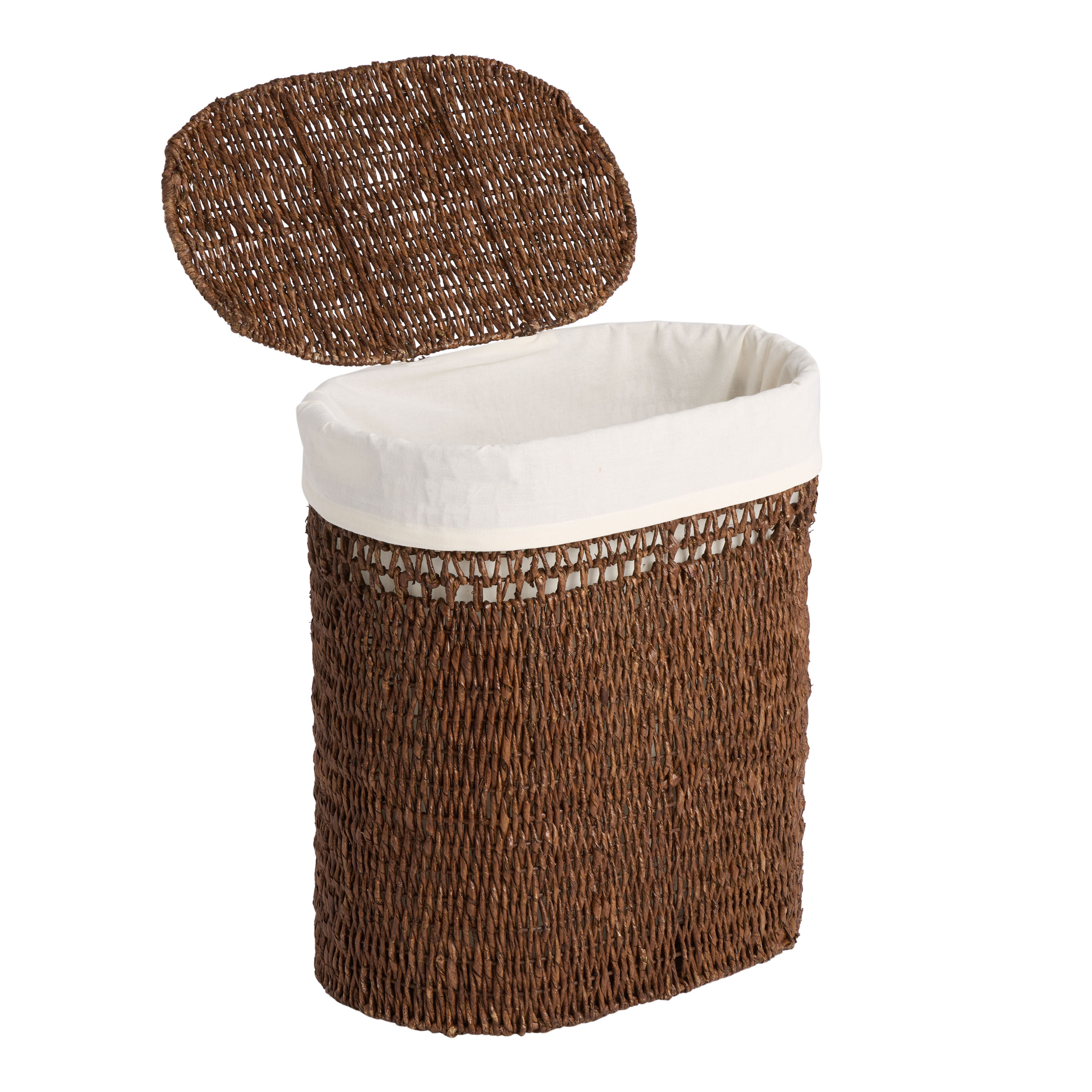 Salma Oval Seagrass Laundry Hamper with Liner | World Market