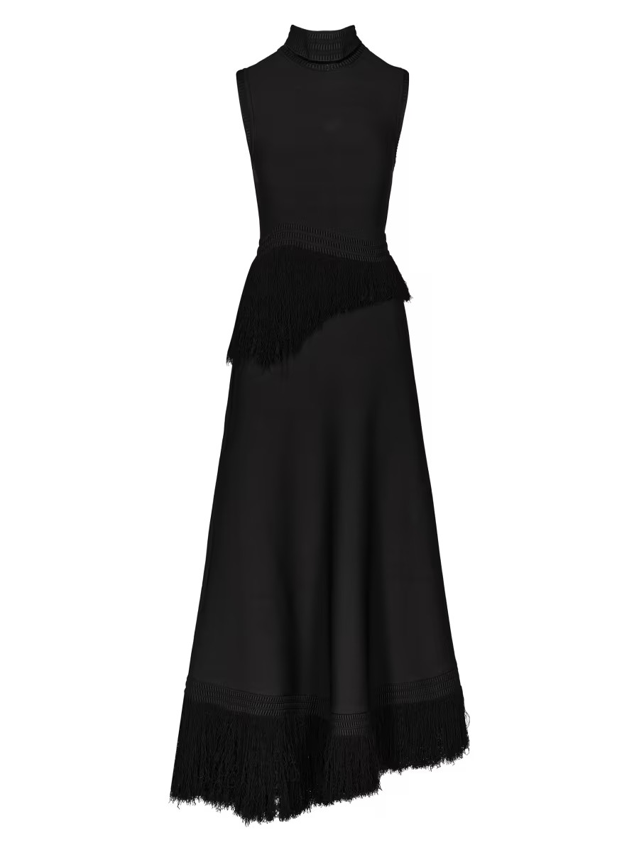 Candelaria Momentum Fringe Knit A-Line Maxi Dress | Saks Fifth Avenue
