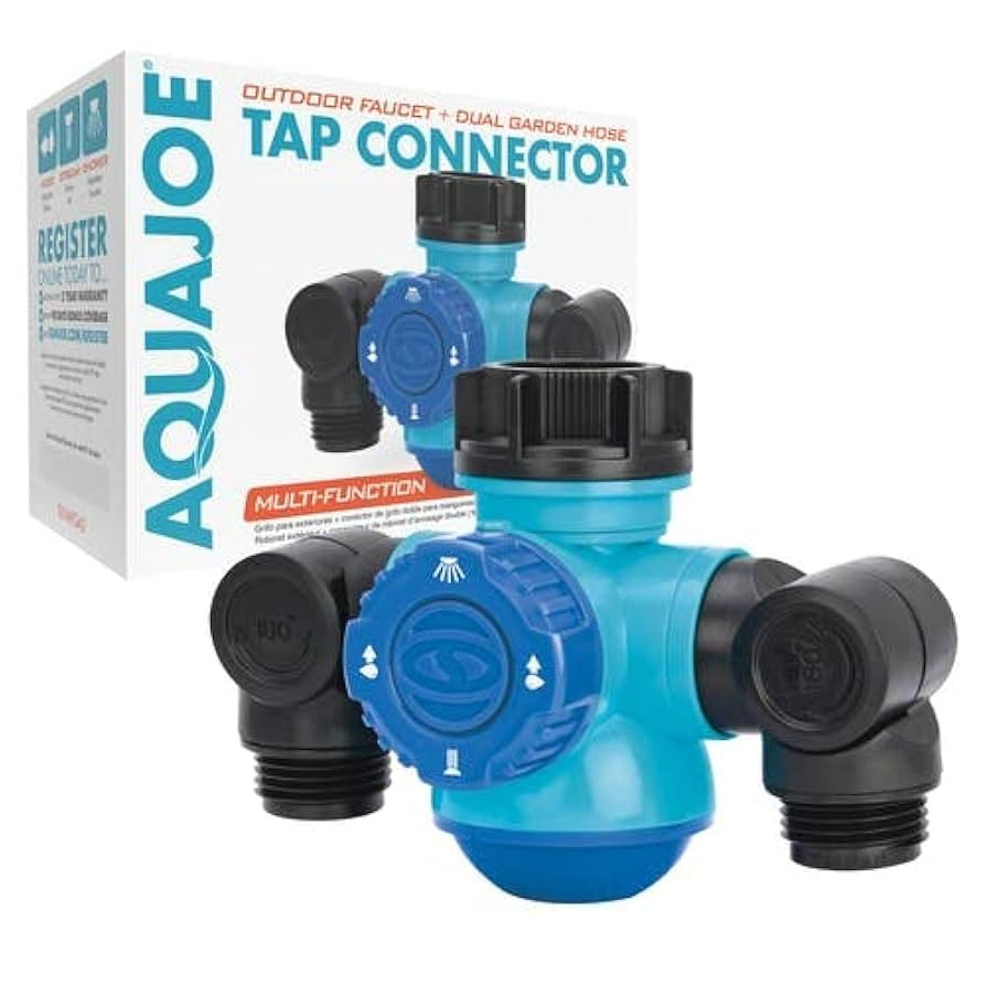 Aqua Joe SJI-MFGA2 Multi-Function Outdoor Faucet and Dual Garden Hose Tap Connecter | Amazon (US)