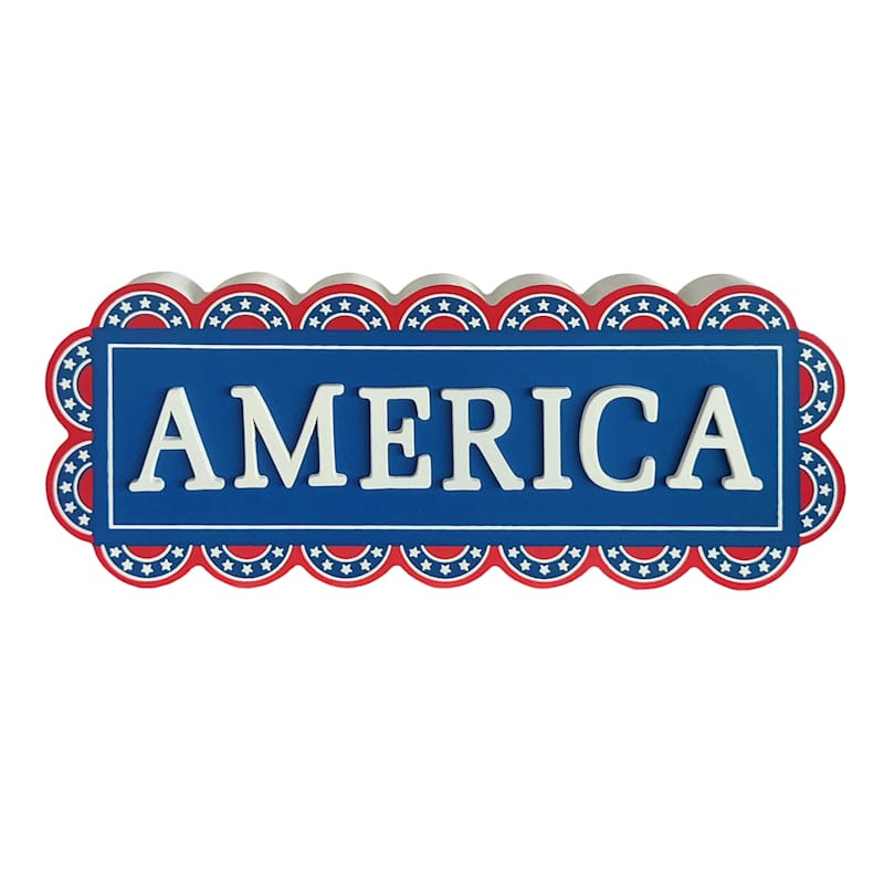 10IN WOOD AMERICA TABLETOP SIGN | At Home
