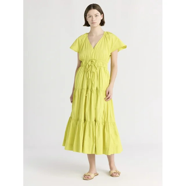 Free Assembly Women's and Women's Plus Tiered Cotton Maxi Dress, Sizes XS-4X | Walmart (US)