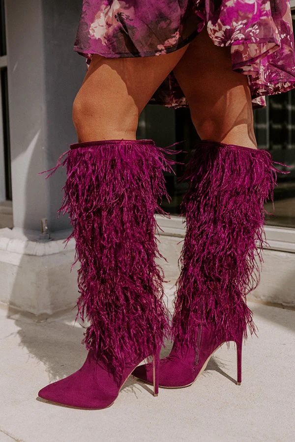 The Leonie Feather Knee High Boot In Orchid • Impressions Online Boutique | Impressions Online Boutique
